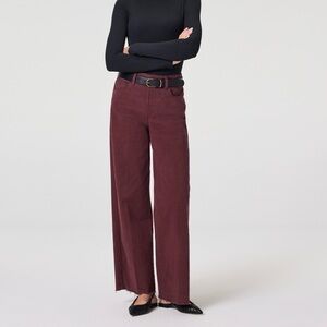 NWT * PAIGE Anessa High-Rise Wide-Leg Raw-Hem Jeans